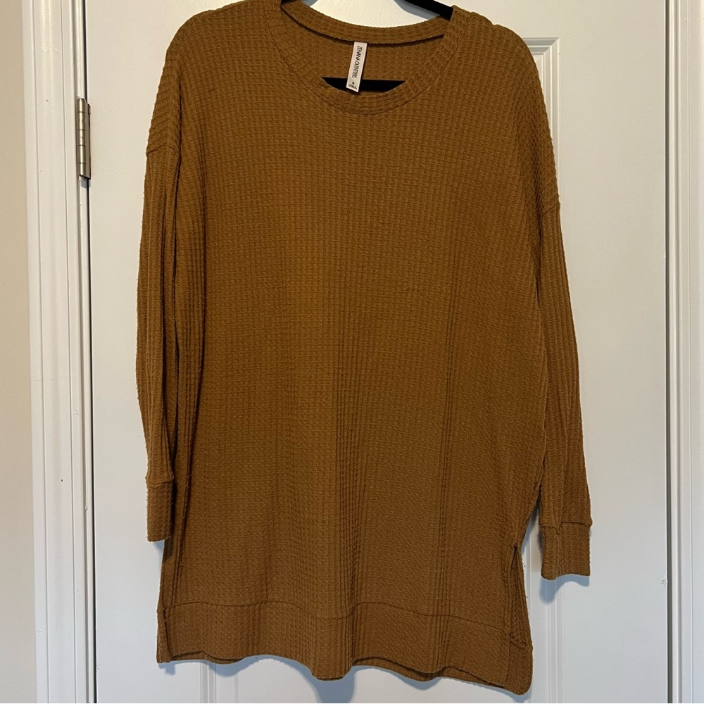 Women's Brown/Rust/Mustard Waffle Knit Tunic